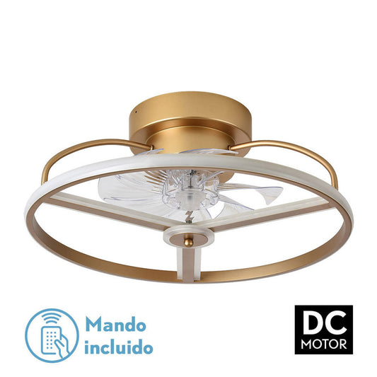 Ventilador 60w Dc Bora Dorado 8 Aspas Transp. 18x50x50cm 6vel. 3 Colores C/remoto, Mem., Timer, Reg. Intensidad 5100lm_0