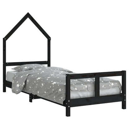 Vidaxl Estructura De Cama Para Niños Madera De Pino Negro 80x200 Cm_0