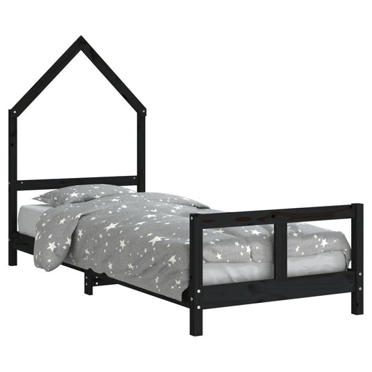 Vidaxl Estructura De Cama Para Niños Madera De Pino Negro 80x200 Cm_0