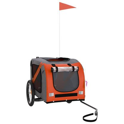 Remolque De Bicicleta Mascotas Hierro Tela Oxford Naranja Negro_2