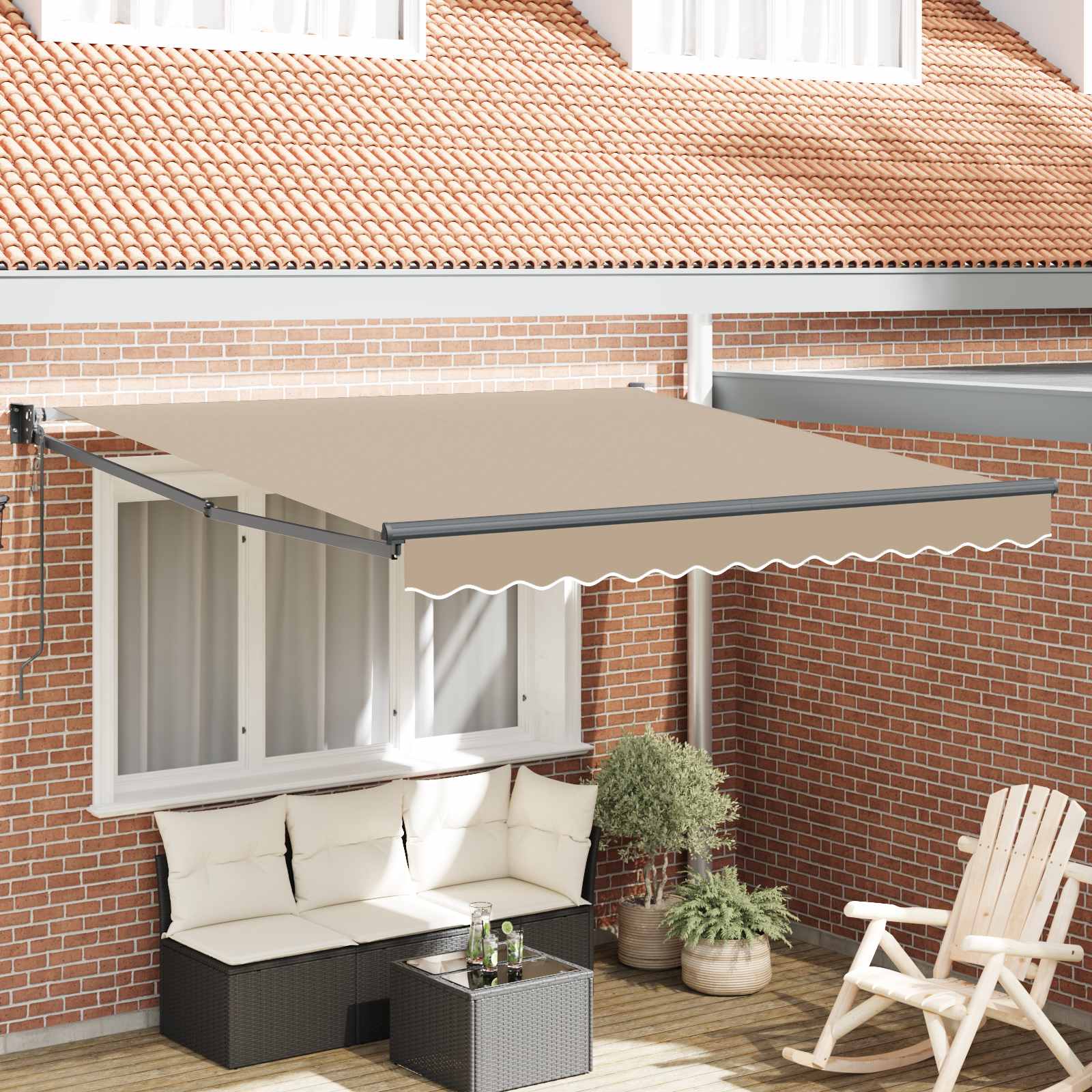 Toldo Retráctil Beige 300 X 250 X 165 Cm Poliéster Y Metal_1