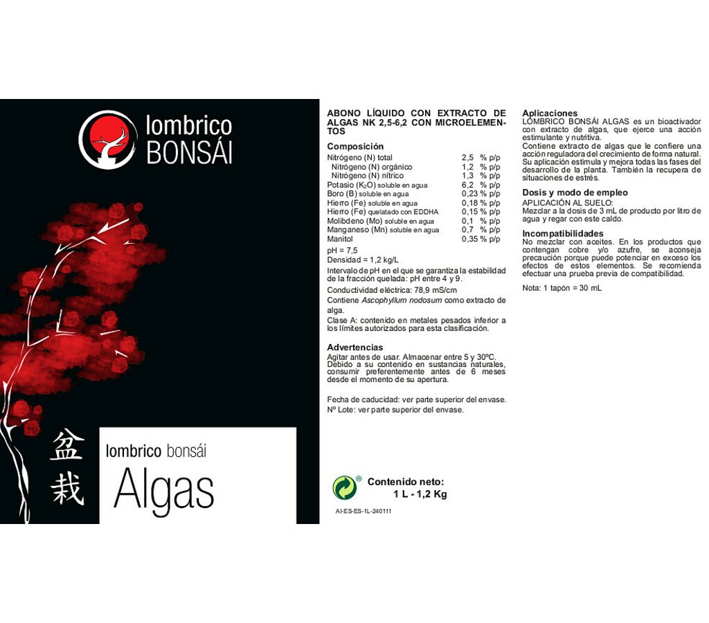 Lombrico Bonsai Algas 500ml