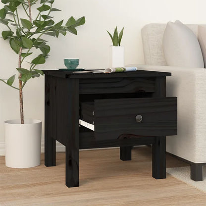 Mesa Auxiliar De Madera Maciza De Pino Negro 40x40x39 Cm_1