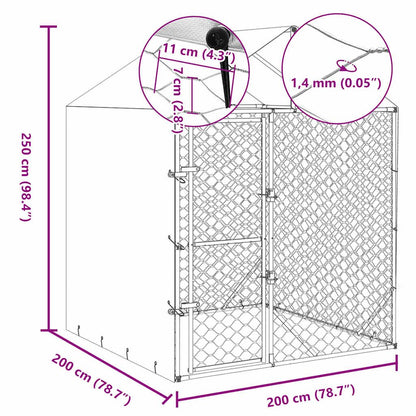 Vidaxl Perrera De Exterior Con Toldo Acero Galvanizado Plata 2x2x2,5 M_2