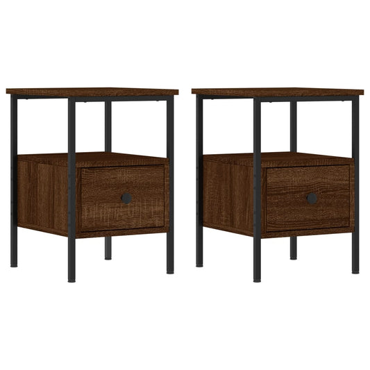 Mesitas Noche 2 Uds Madera Ingeniería Marrón Roble 34x36x50 Cm_0
