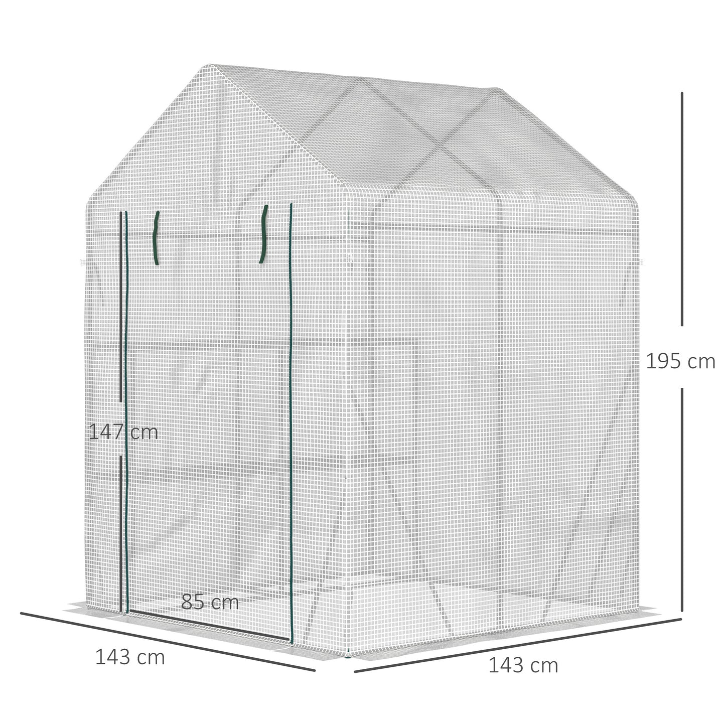 Outsunny Invernadero De Exterior Con 2 Estantes 143x143x195 Cm Blanco_2