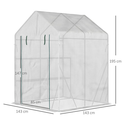 Outsunny Invernadero De Exterior Con 2 Estantes 143x143x195 Cm Blanco_2