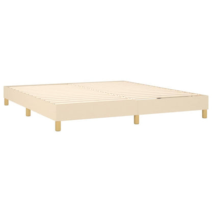 Cama Box Spring Con Colchón Y Led Tela Crema 160x200 Cm / Vetonek_1