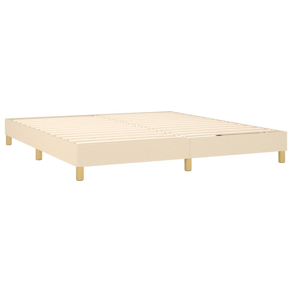 Cama Box Spring Con Colchón Y Led Tela Crema 180x200 Cm / Vetonek_2