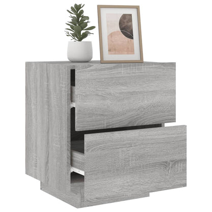 Mesitas De Noche Luces Led 2 Uds Madera Ingeniería Gris Sonoma_2