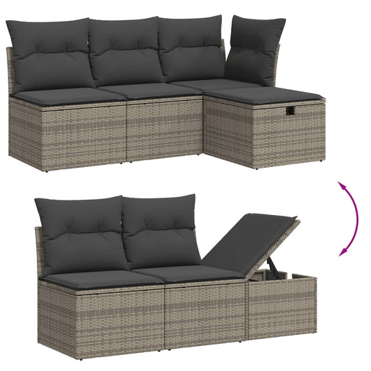 Set De Muebles De Jardín 6 Pzas Y Cojines Ratán Sintético Gris / Vetonek_0