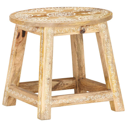 Taburete Pintado A Mano Madera Maciza De Mango 38x38x35 Cm_4