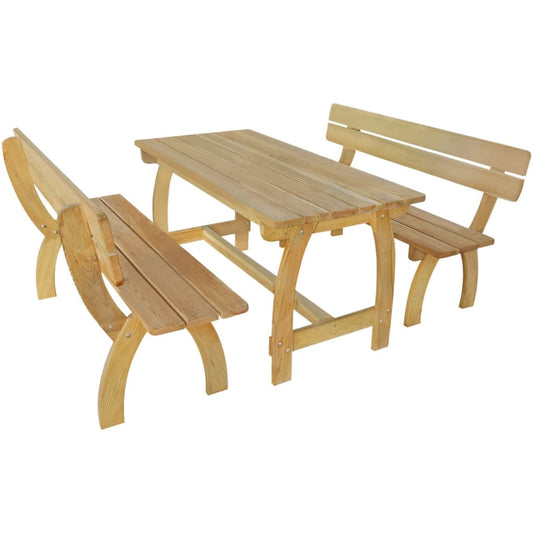 Vidaxl Mesa De Jardín Con 2 Bancos Madera De Pino Impregnada_0