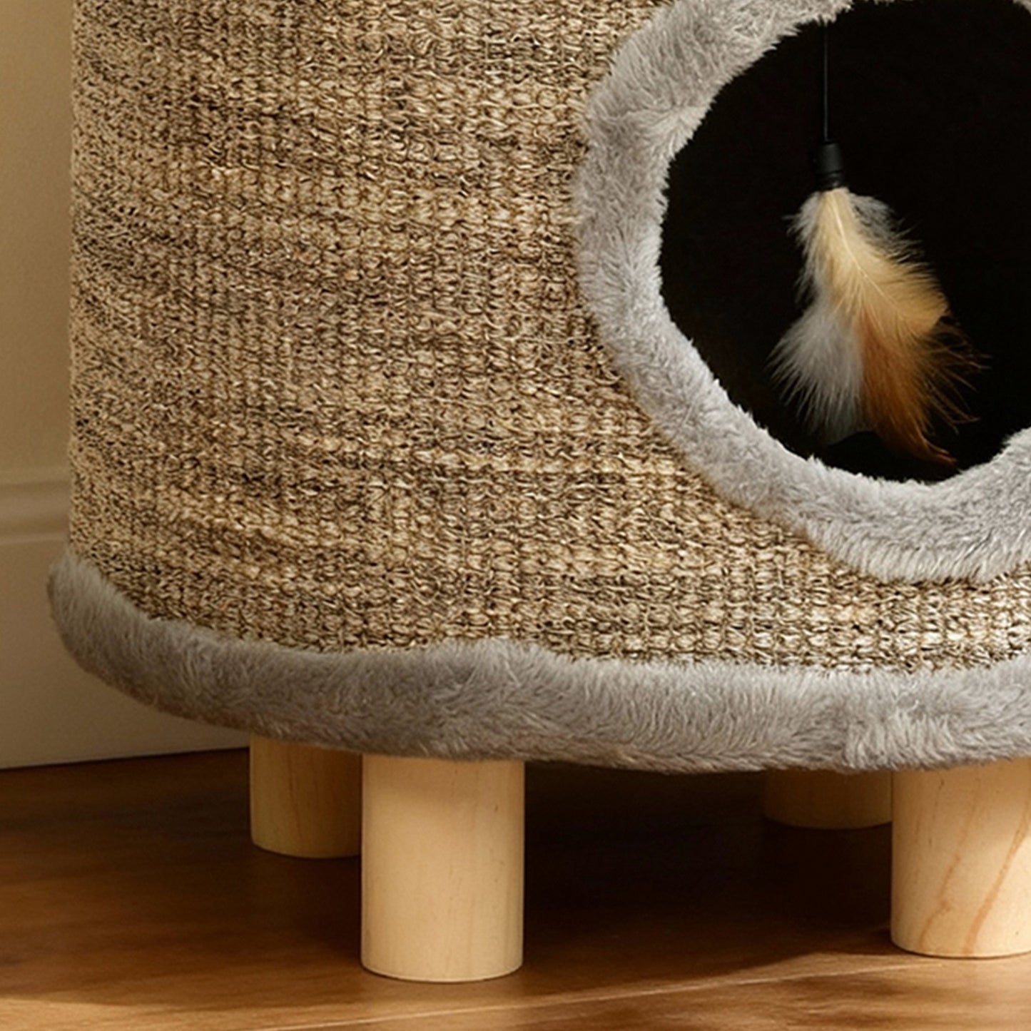 Pawhut Casa Para Gatos 3 En 1 Taburete Reposapiés 36x36x38 Cm Gris_4
