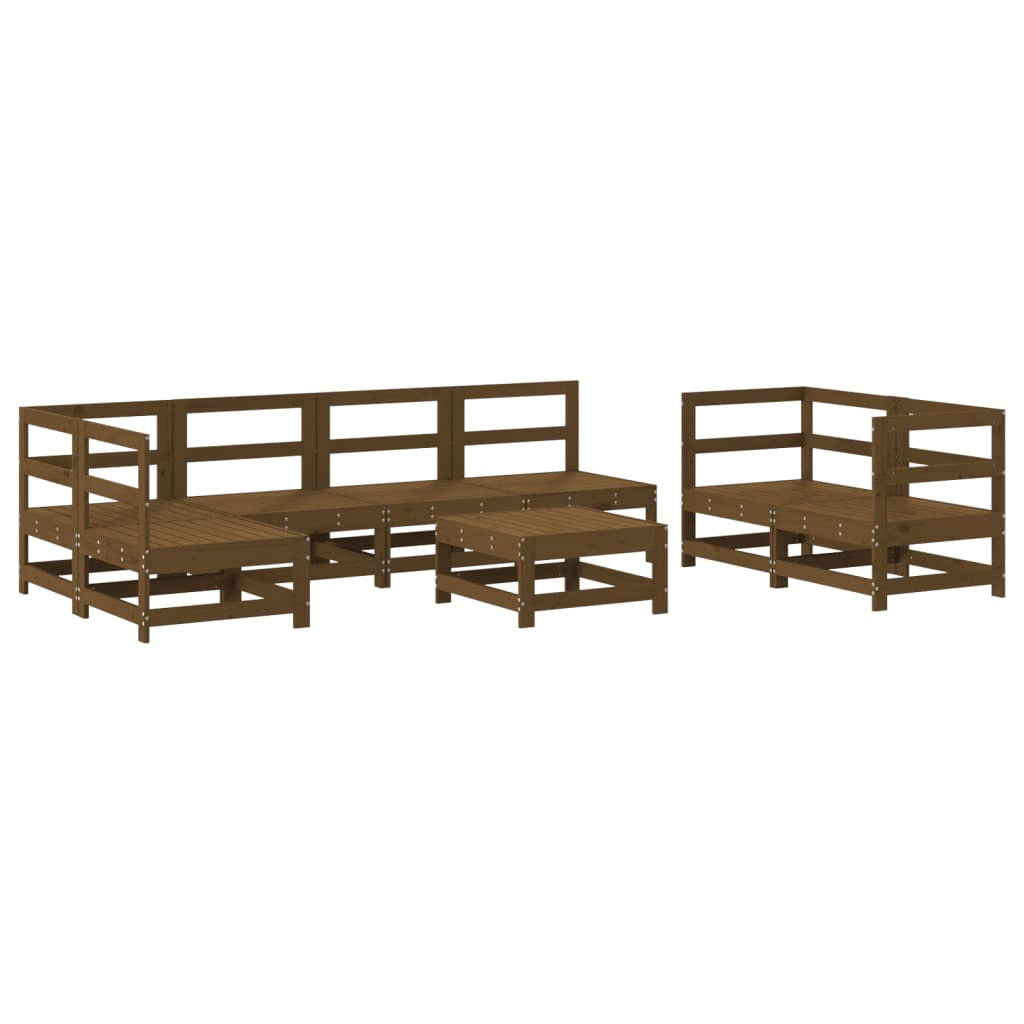 Vidaxl Juego Muebles De Jardín 8 Pzas Madera Maciza Pino Marrón Miel_0