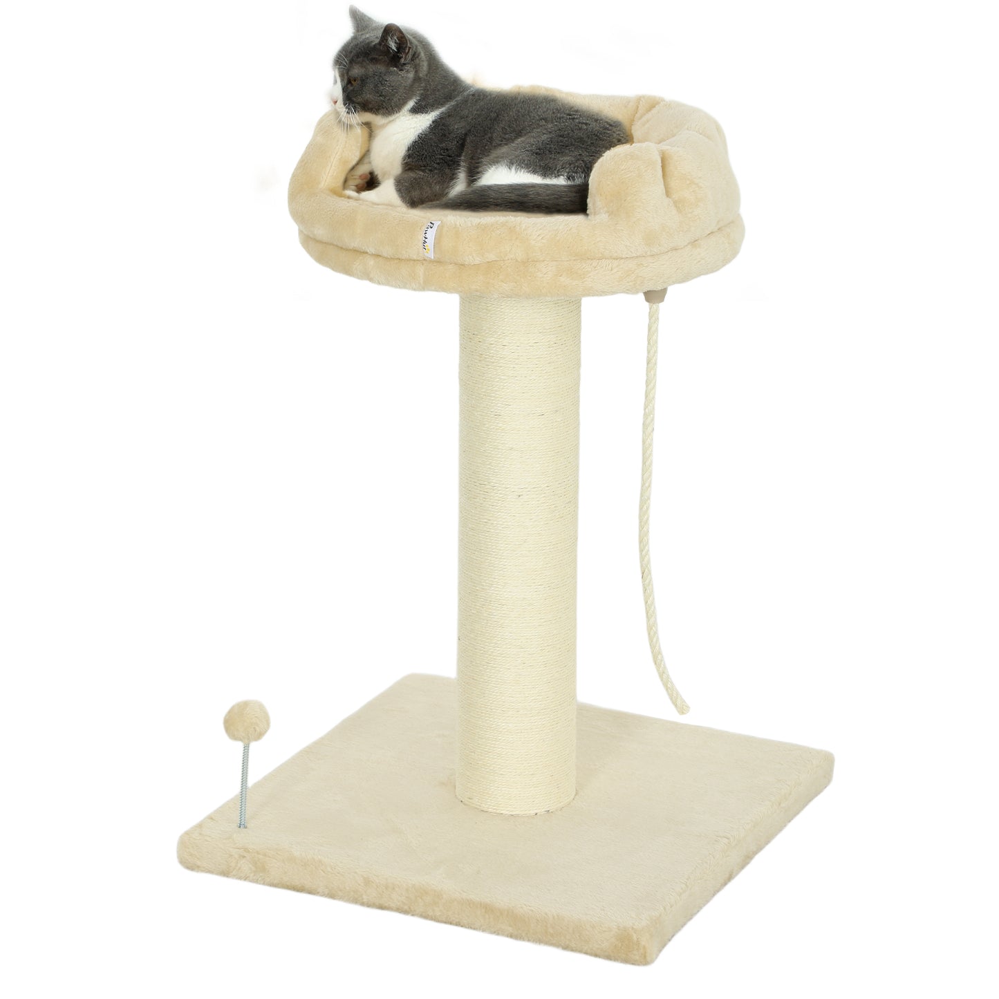Pawhut Árbol Rascador Para Gatos De 2 Niveles Con Plataforma Bola Poste De Sisal_0