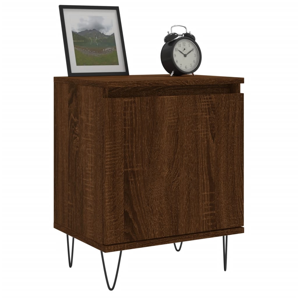 Mesita De Noche 2 Uds Madera Ingeniería Roble Marrón 40x30x50cm_1