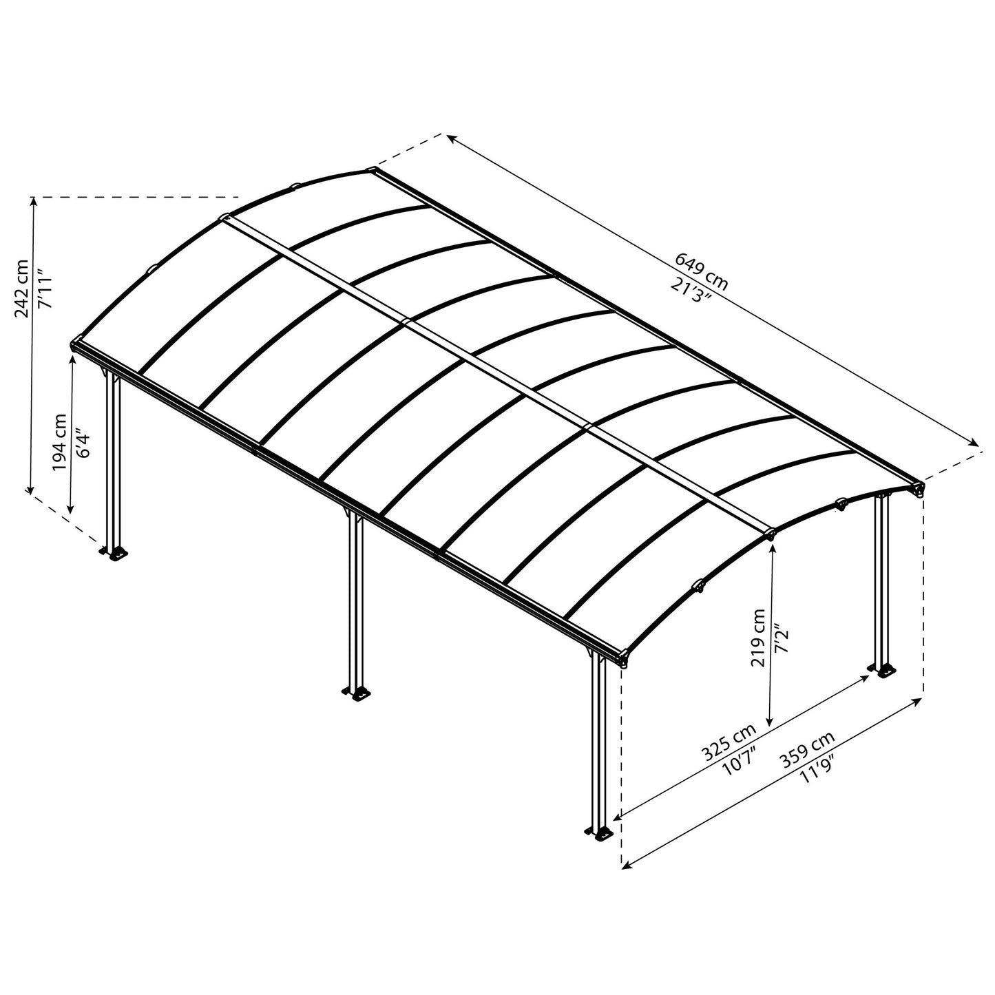 Cochera Carport Arcadia 650x360 cm Canopia by Palram