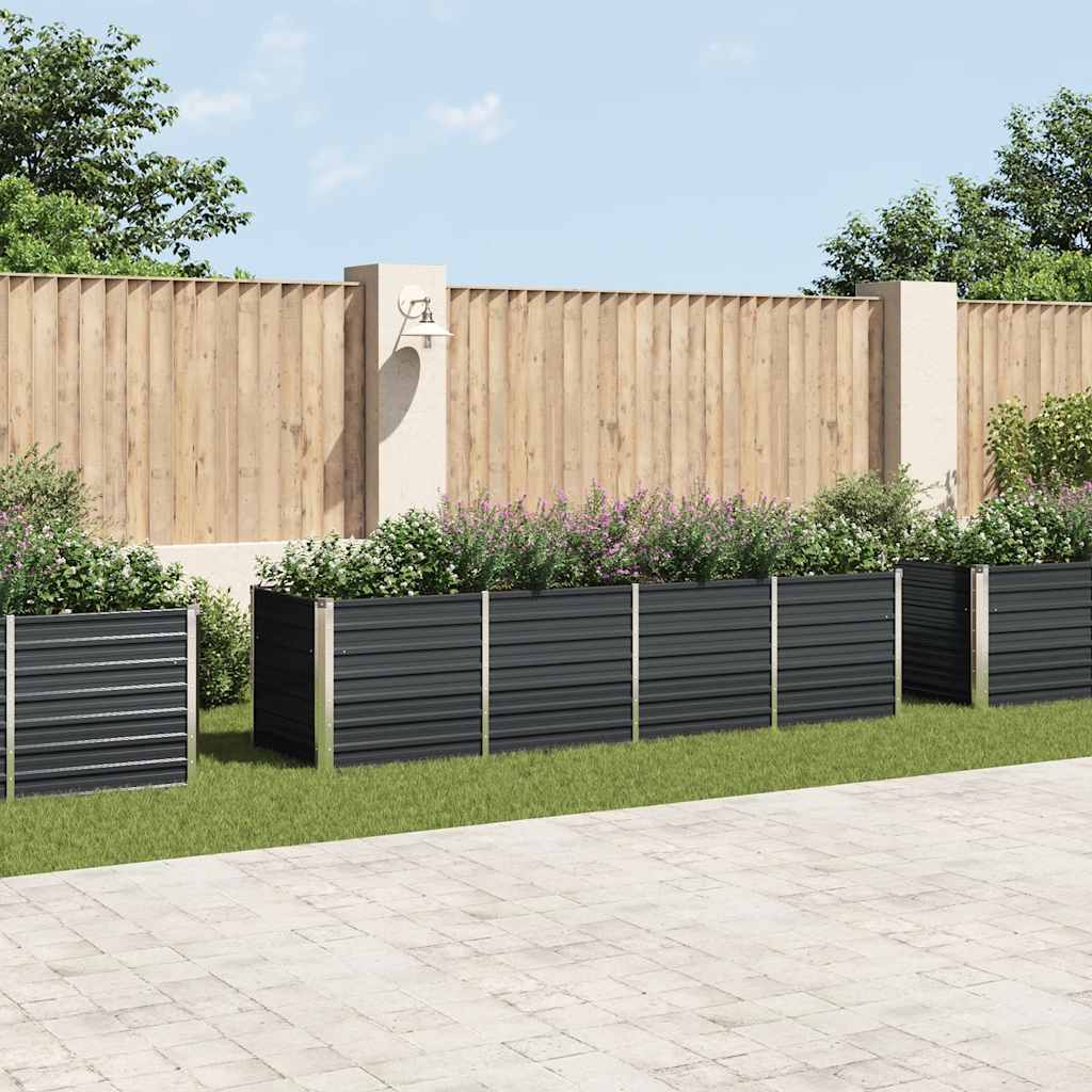 Arriate De Acero Galvanizado Gris Antracita 320x80x77 Cm_1