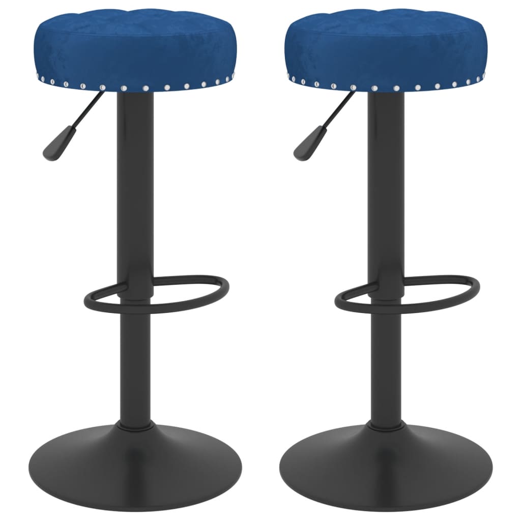 Taburetes De Cocina 2 Unidades Terciopelo Azul_0