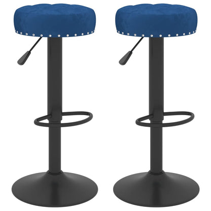 Taburetes De Cocina 2 Unidades Terciopelo Azul_0