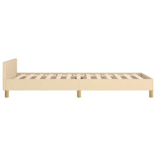 Estructura De Cama Con Cabecero De Tela Color Crema 90x190 Cm / Vetonek_0