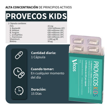 Provecos Kids 15 Cápsulas | Salud Intestinal Y Digestiva | Con 6 Cepas Probióticas Y Vitamina A_2