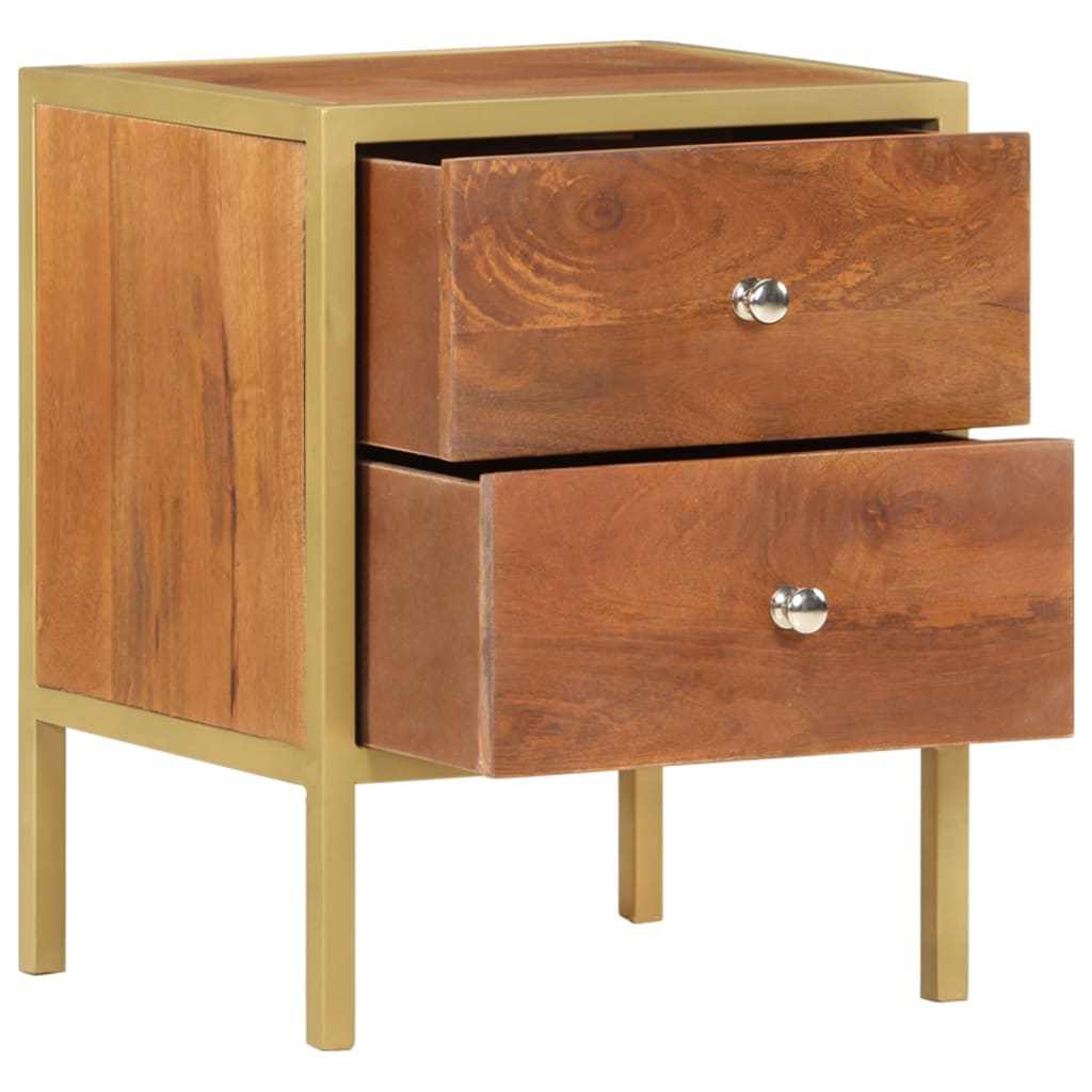 Mesita De Noche De Madera Maciza De Mango 40x35x50 Cm_0