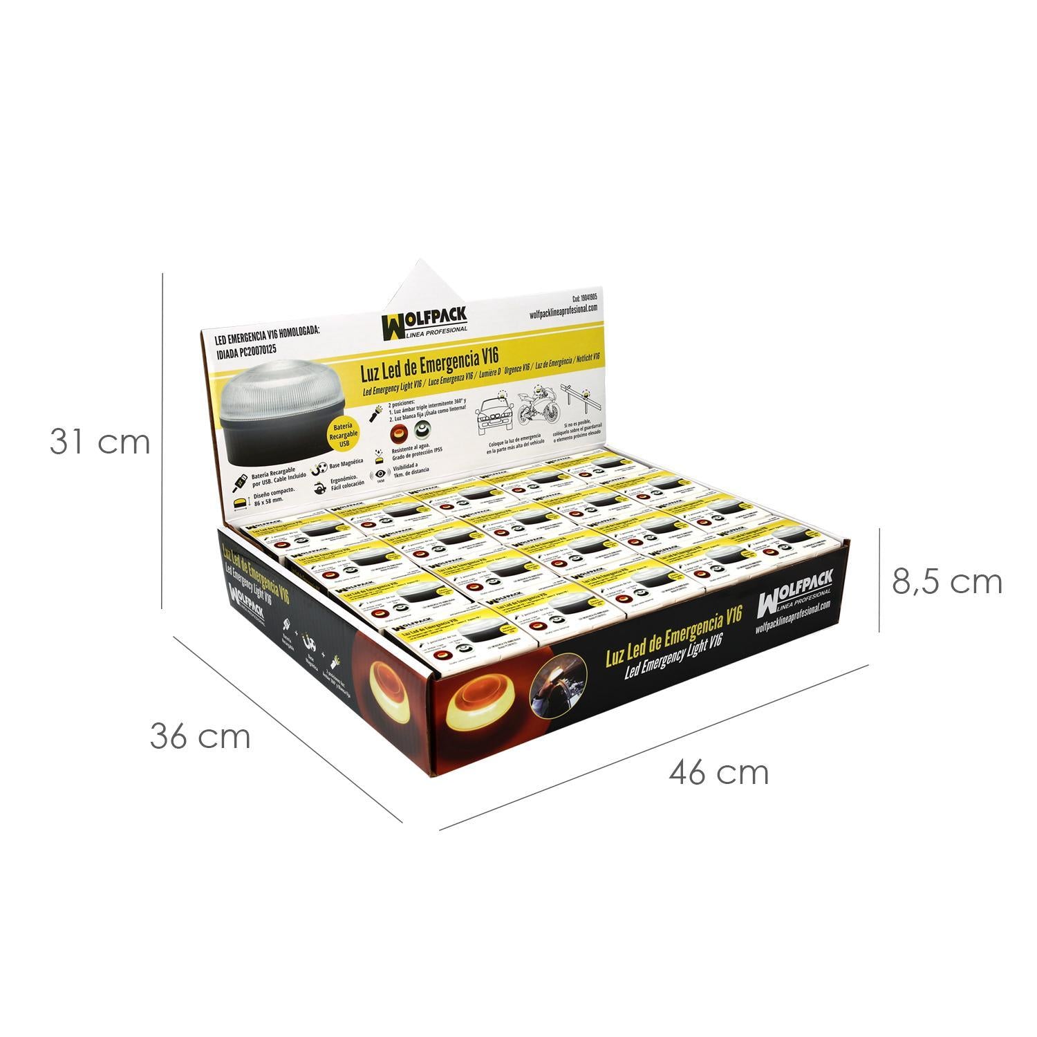 Luz Led Emergencia Coche V16 Baliza Luminosa Hologada Recargable Usb_3