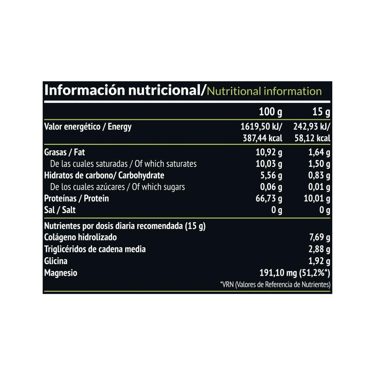 Elixir: Colágeno + Aceite TCM, 450 g Paleobull Elixir Neutro 450 g