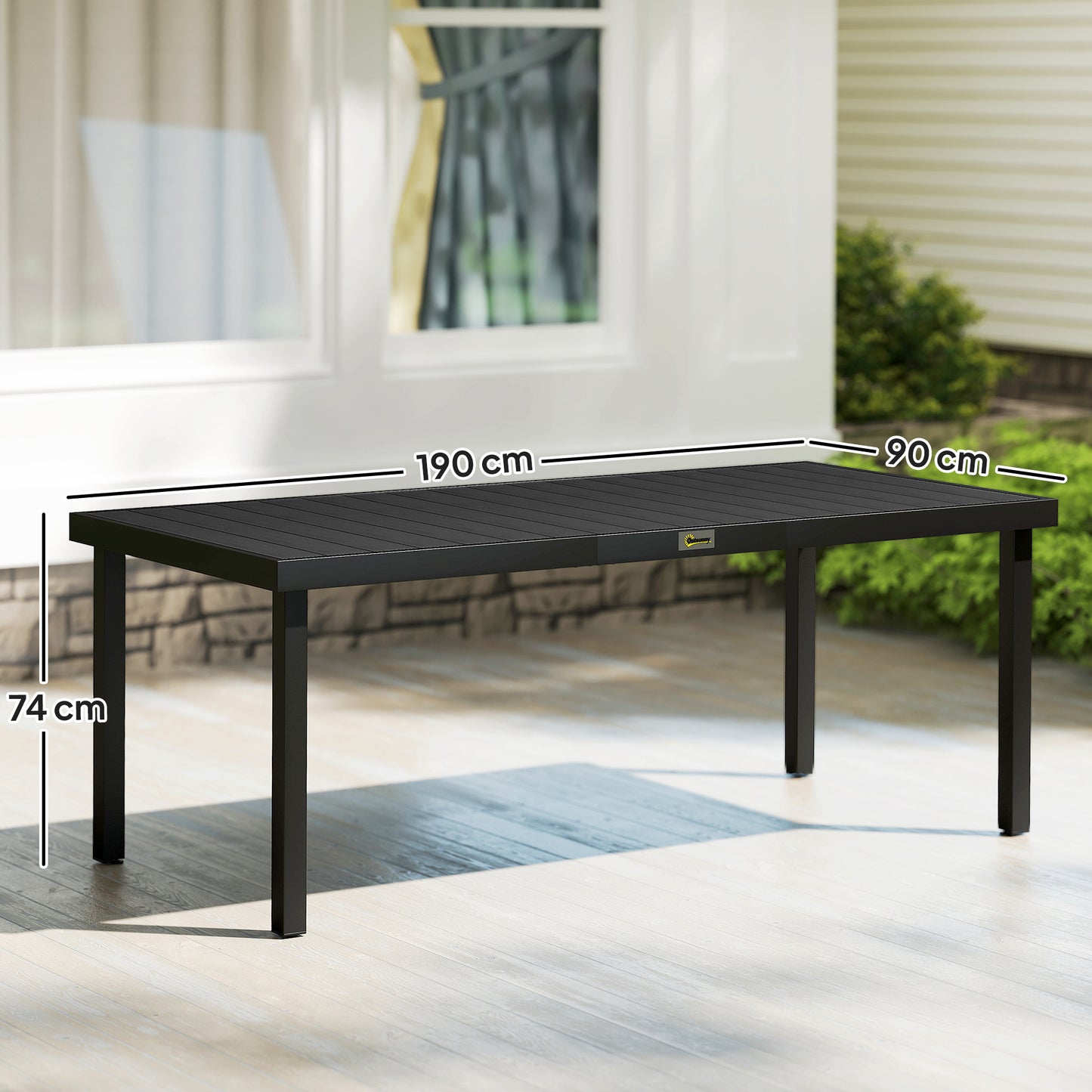 Outsunny Mesa De Jardín Mesa De Comedor De Aluminio Para 8 Personas 190x90x74 Cm_2