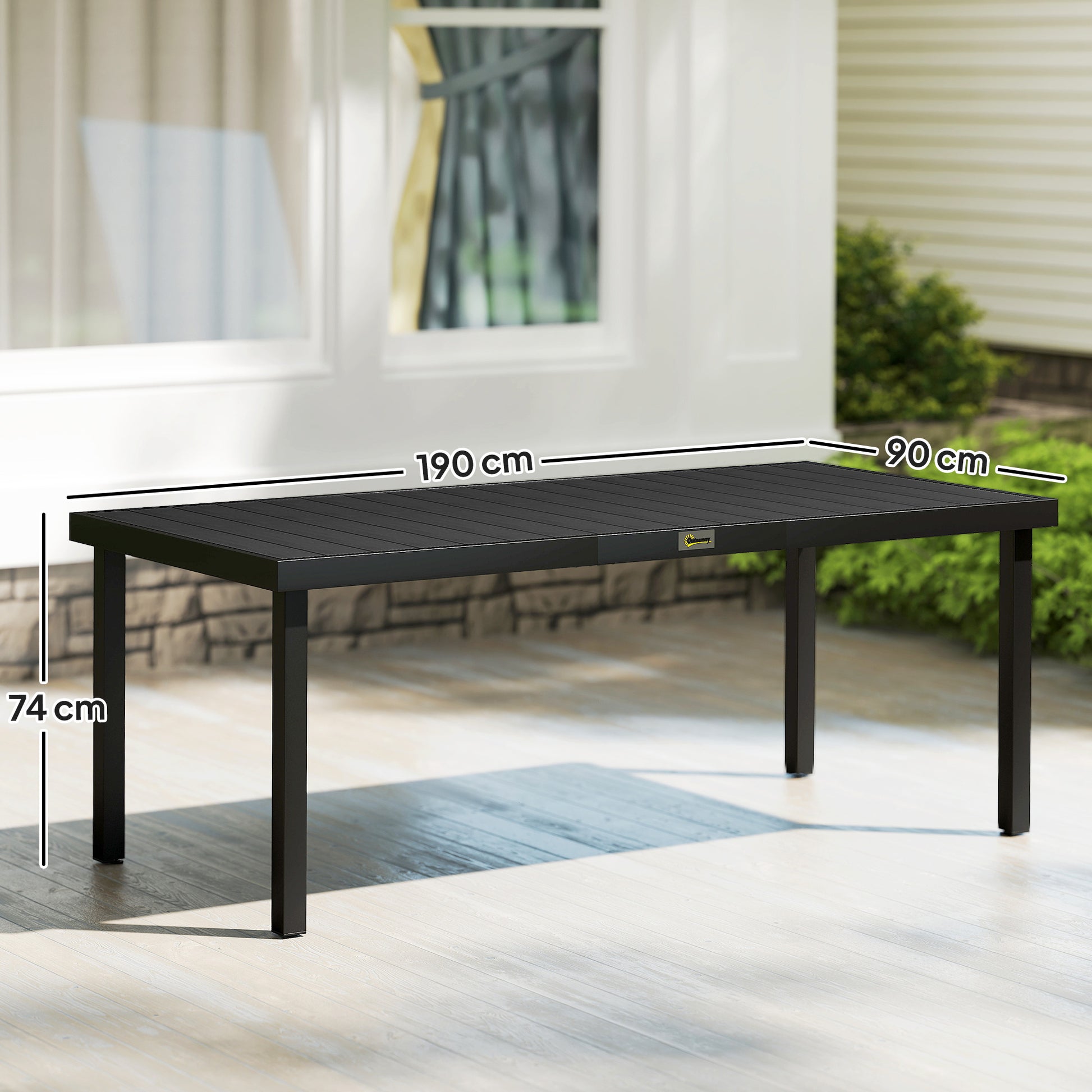 Outsunny Mesa De Jardín Mesa De Comedor De Aluminio Para 8 Personas 190x90x74 Cm_2