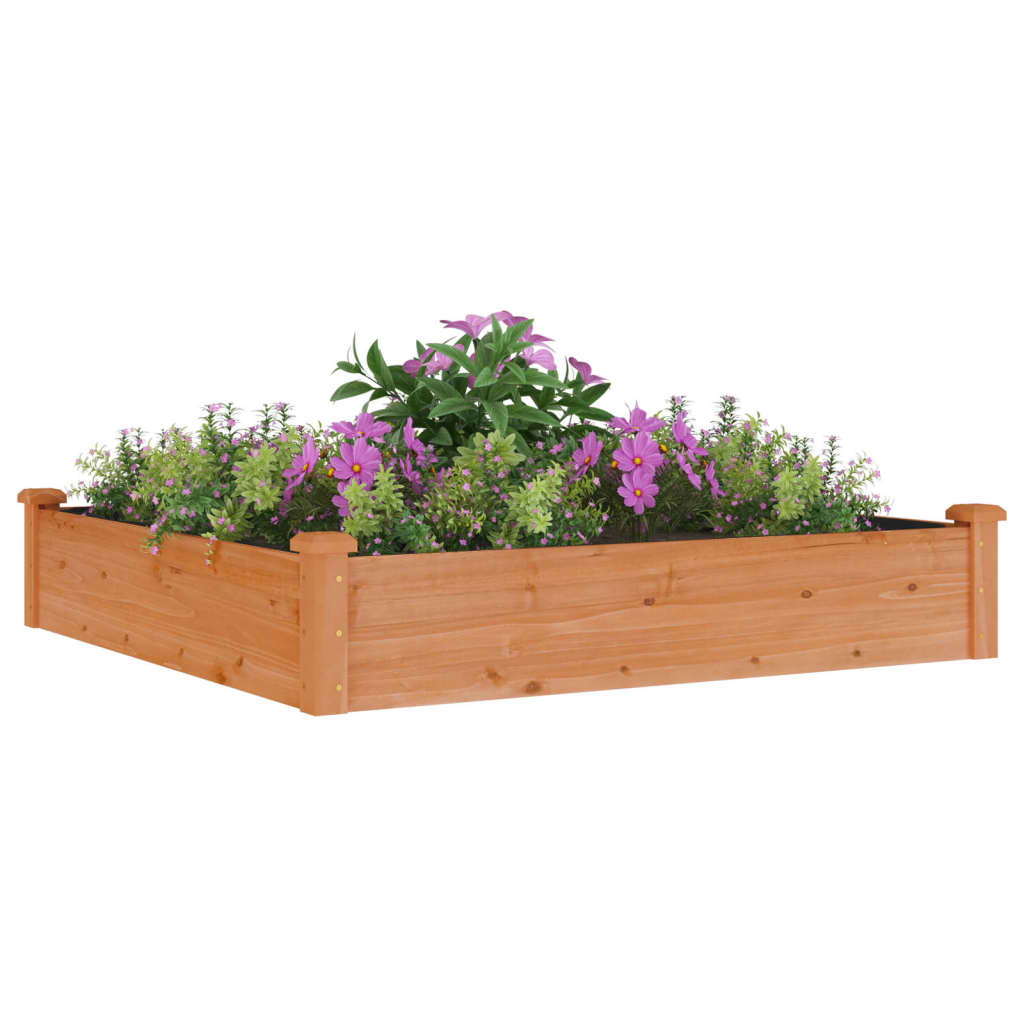 Jardinera Arriate Forro Madera Maciza Abeto Marrón 120x120x25cm_2
