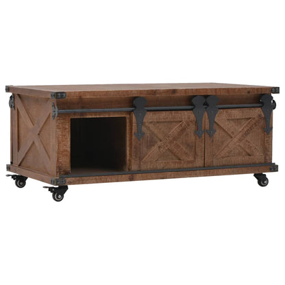 Mesa De Centro De Madera Maciza De Abeto Marrón 91x51x38 Cm_4