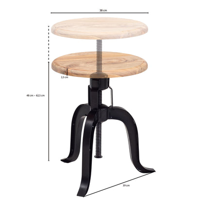 Taburete Giratorio 39x62,5x39 Cm Madera Maciza De Acacia / Metal Negro_3