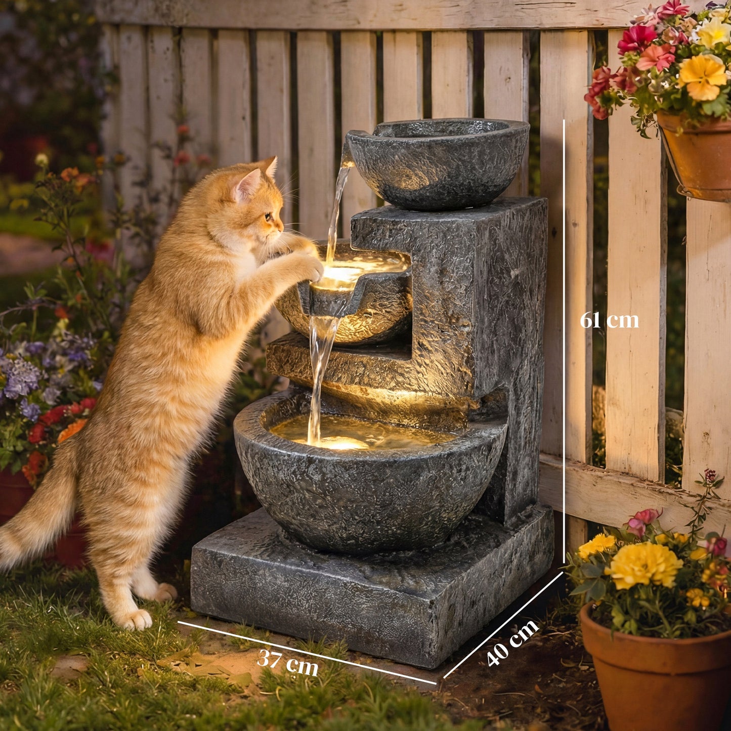 Outsunny Fuente De Agua Decorativa Con Iluminación Led Y Bomba_2
