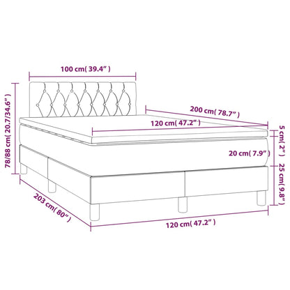 Cama Box Spring Con Colchón Y Led Tela Crema 120x200 Cm / Vetonek_4