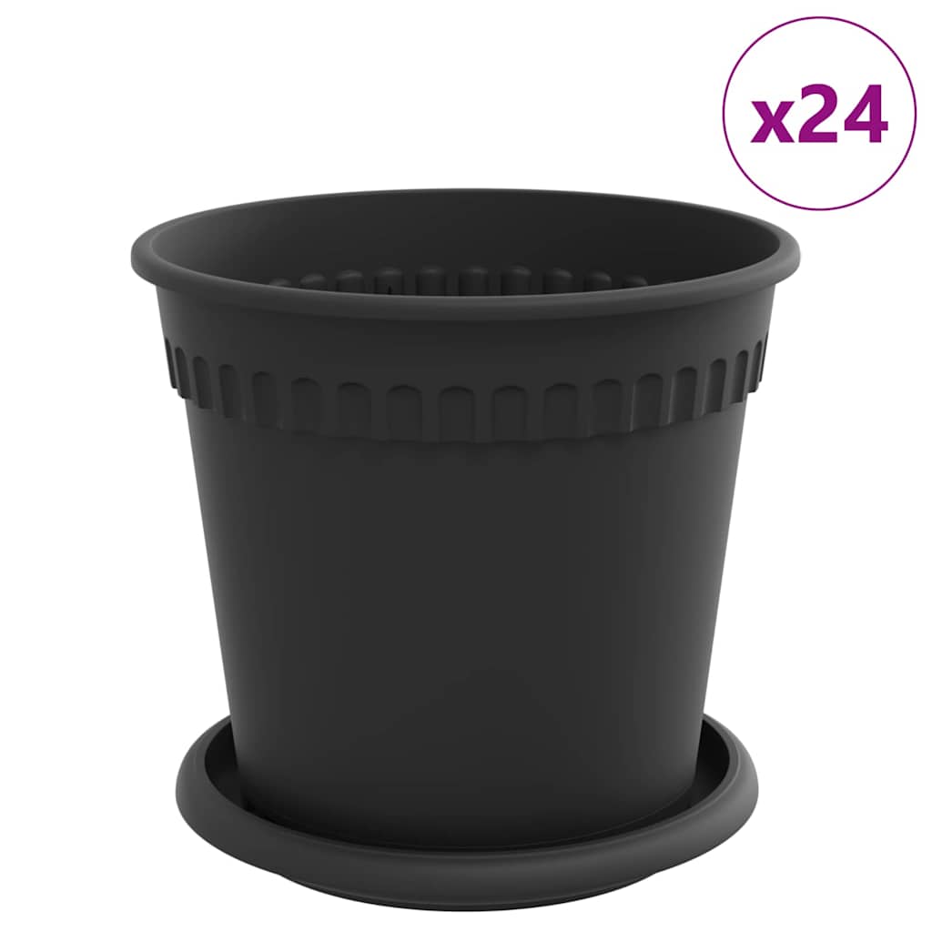 Macetas 24 Pcs Negro Ø 17 X 14 Cm Plástico_0
