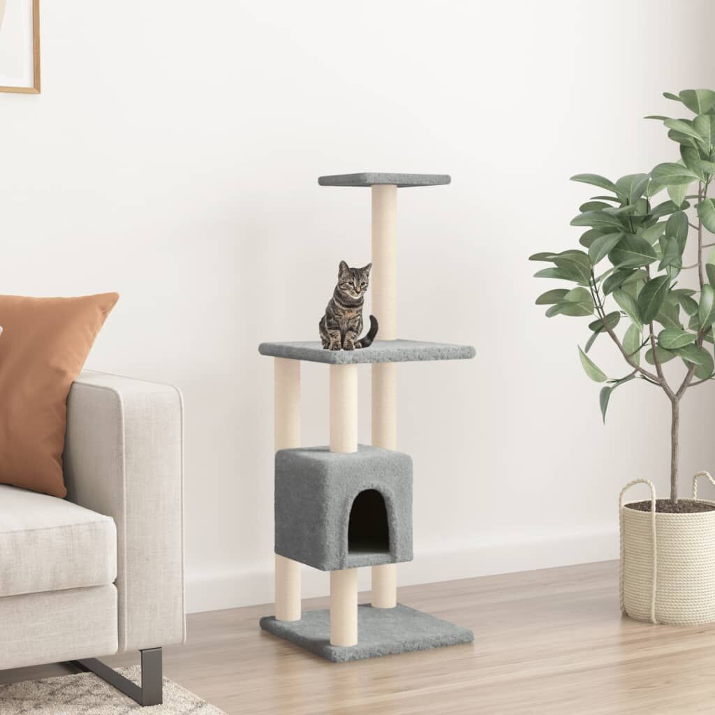 Vidaxl Rascador Para Gatos Con Postes De Sisal Gris Claro 104 Cm_1