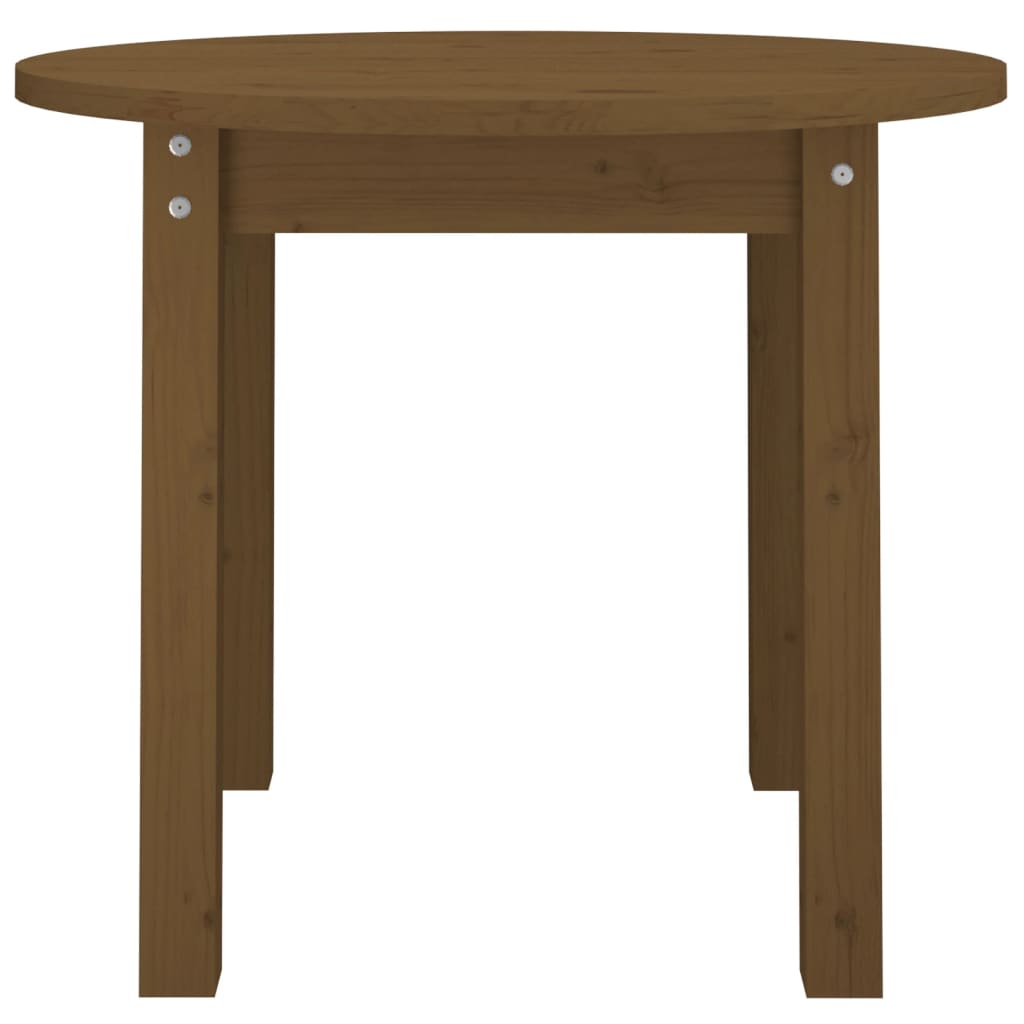 Mesa De Centro De Madera Maciza De Pino Marrón Miel Ø 55x45 Cm_3