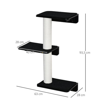 Pawhut Árbol Para Gatos De Pared Con 3 Plataformas Cojín Extraíble 63x28x93,5 Cm_2