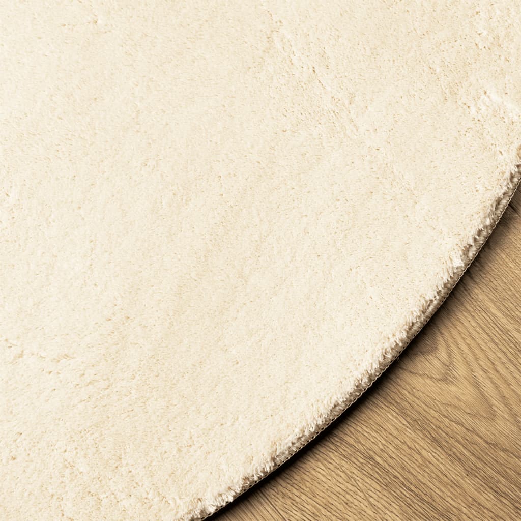Alfombra De Pelo Corto Suave Lavable Huarte Crema Ø 200 Cm / Vetonek_0