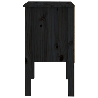 Mesita De Noche Madera Maciza De Pino Negro 40x35x61,5 Cm_4