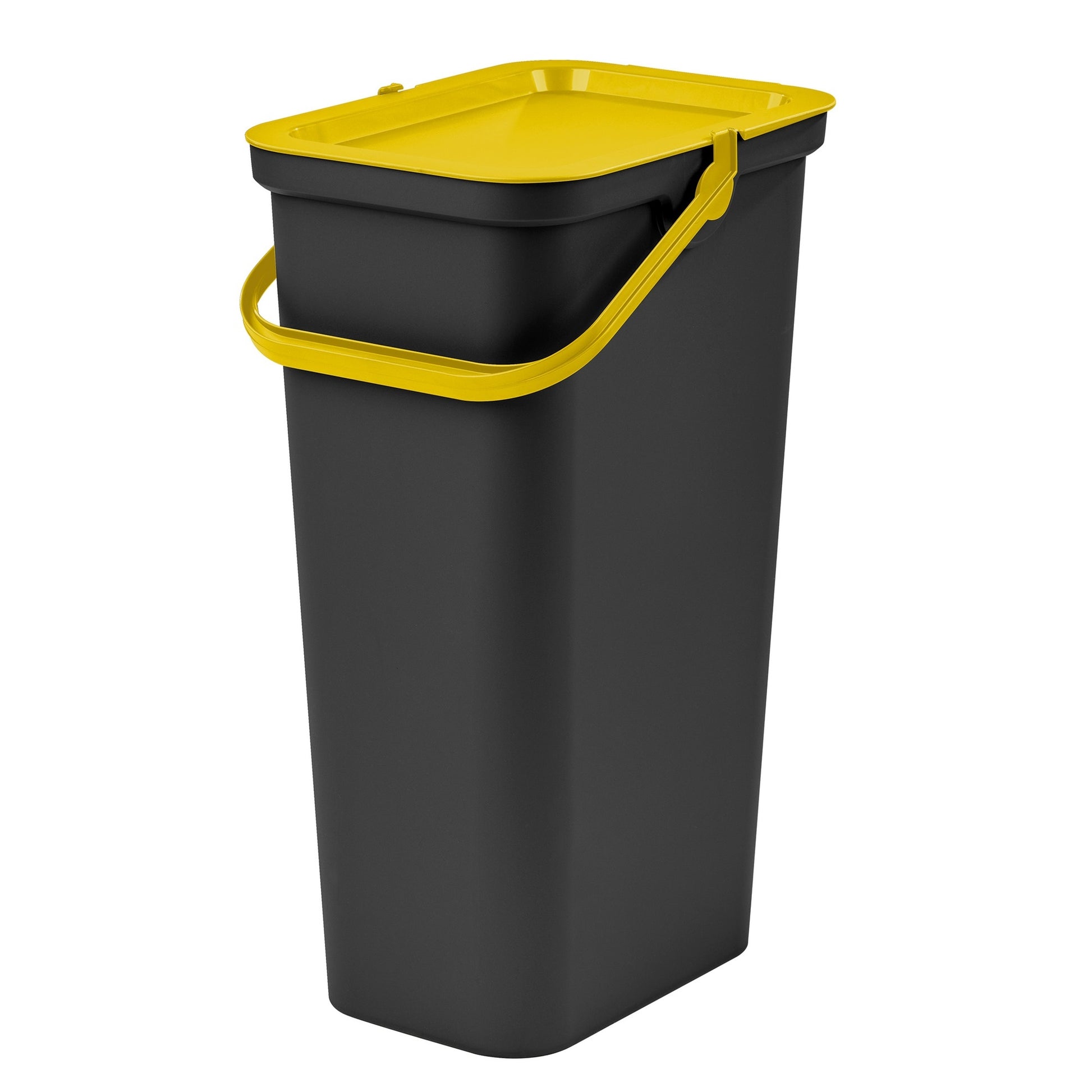 Papelera moda 25l Con Asa (cubo Negro-tapa Ámbar)_0