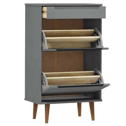 Vidaxl Zapatero Molde Madera Maciza De Pino Gris 59,5x35x103 Cm_4