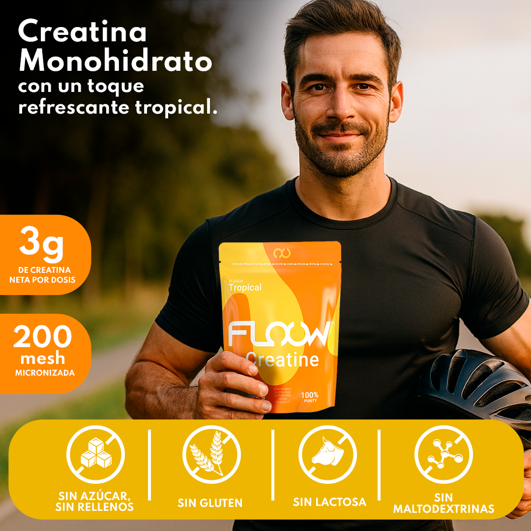 Creatina Monohidrato En Polvo 306g (90 Dosis) - Creatina Pura Sabor Tropical - Suplemento Deportivo Para Masa Muscular_1