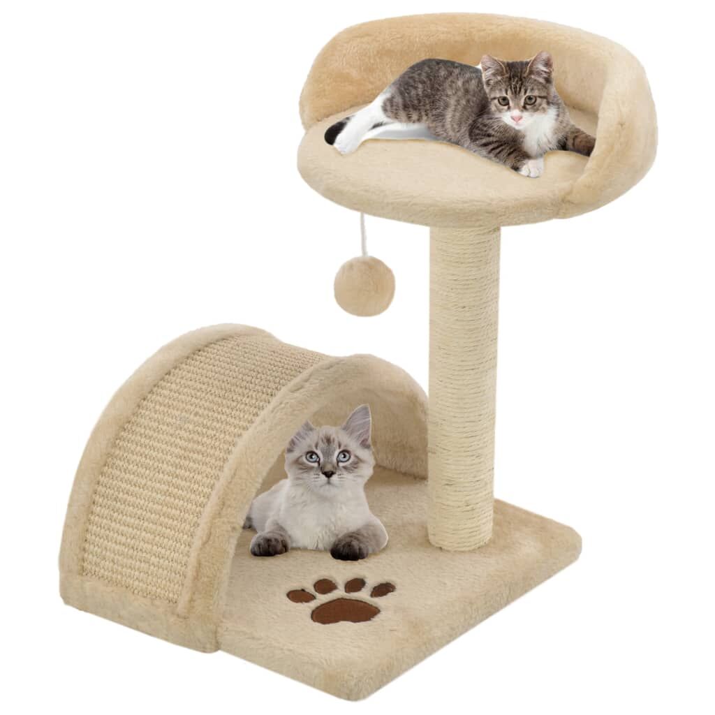 Vidaxl Rascador Para Gatos Con Poste De Sisal 40 Cm Beige Y Marrón_1
