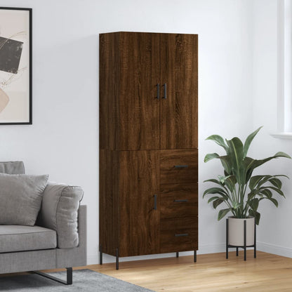 Aparador Alto Madera Contrachapada Marrón Roble 69,5x34x180 Cm_0