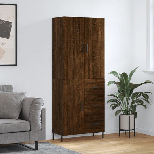 Aparador Alto Madera Contrachapada Marrón Roble 69,5x34x180 Cm_0