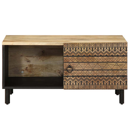 Mesa De Centro Madera Maciza De Mango Rugosa Negro 80x50x40 Cm_1